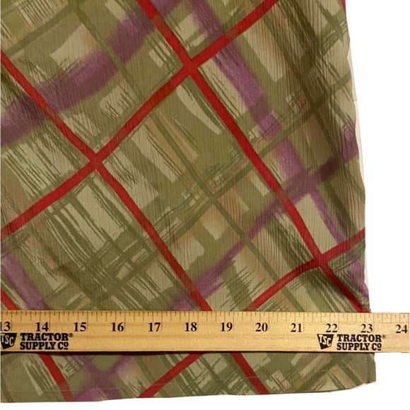 DonnKenny Casual Short Sleeve Top Geo Plaid XL Grannycore Button Shoulder Pad - Picture 8 of 10